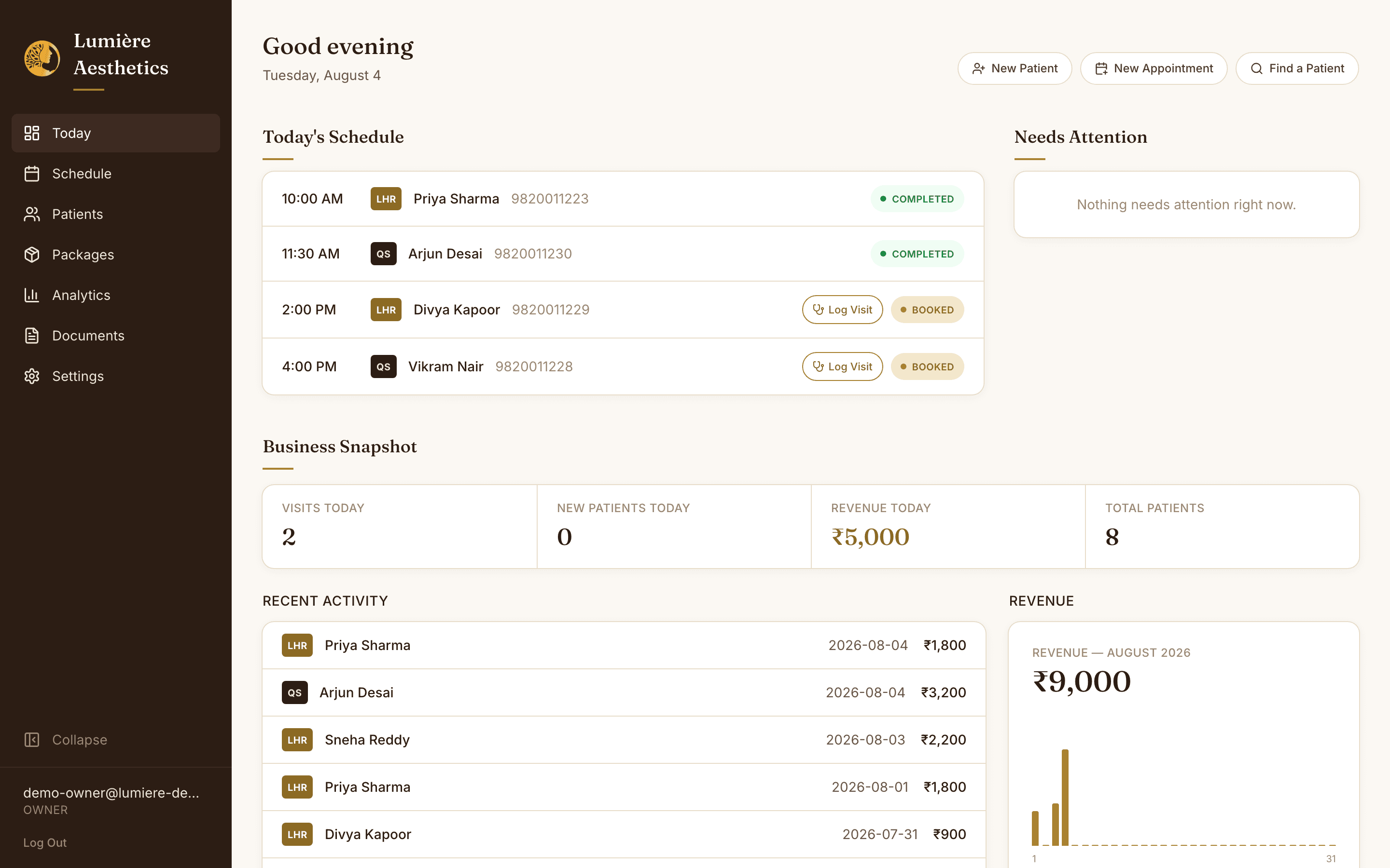 Lumière by Radiance dashboard